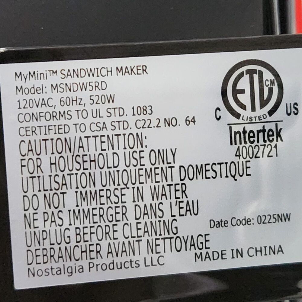Sandwich Maker Small Red 8x5 Compact - Picture 11 of 12